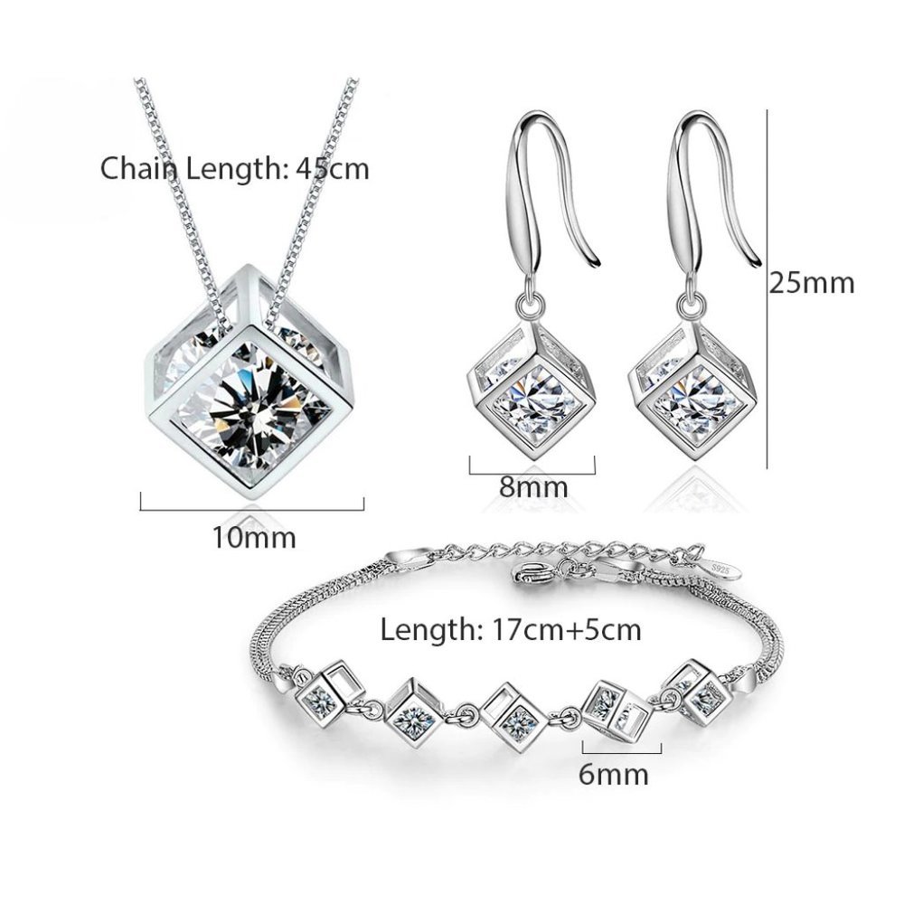 NEW[Set of 3] Sterling Silver Square Cube set - Picture 2 of 8